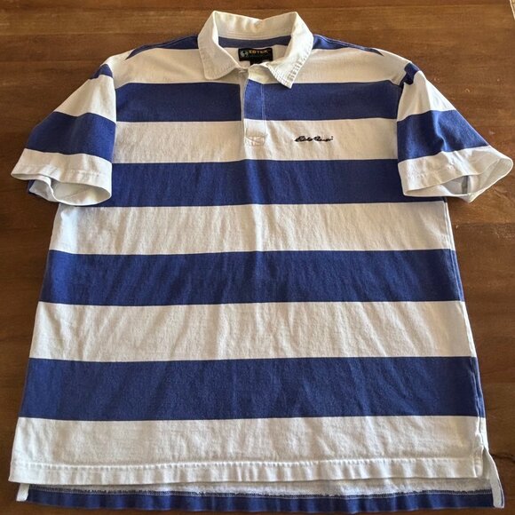 Vintage Eddie Bauer EBTEK Rugby Polo Shirt Mens XL Extra Large‎ Blue Striped 90s - Picture 1 of 7